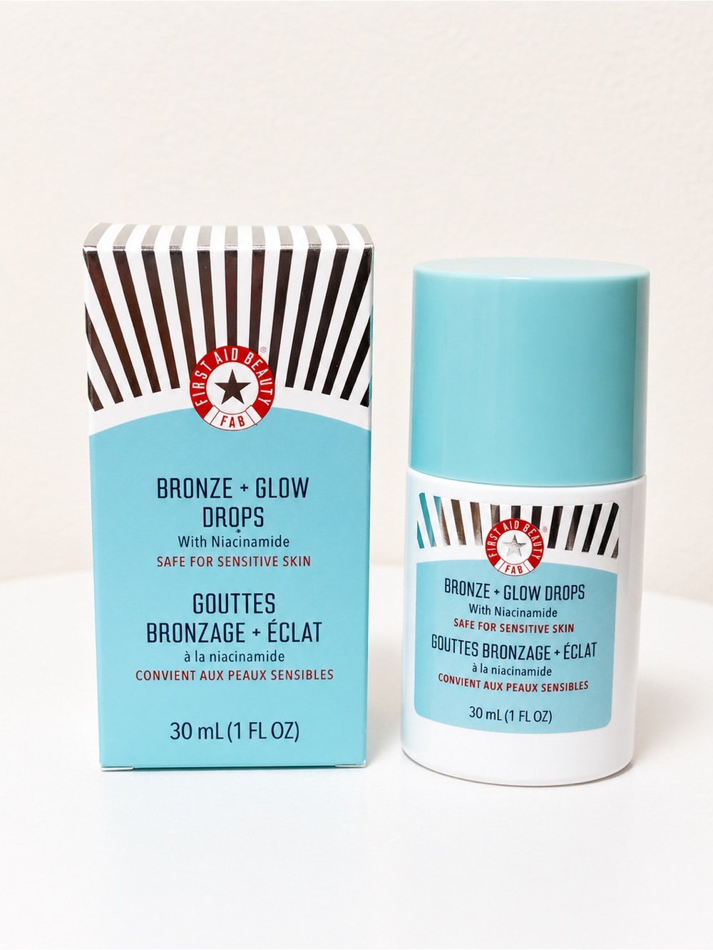 First Aid Beauty Liquid Bronzer Drops - Aqua & White Packaging